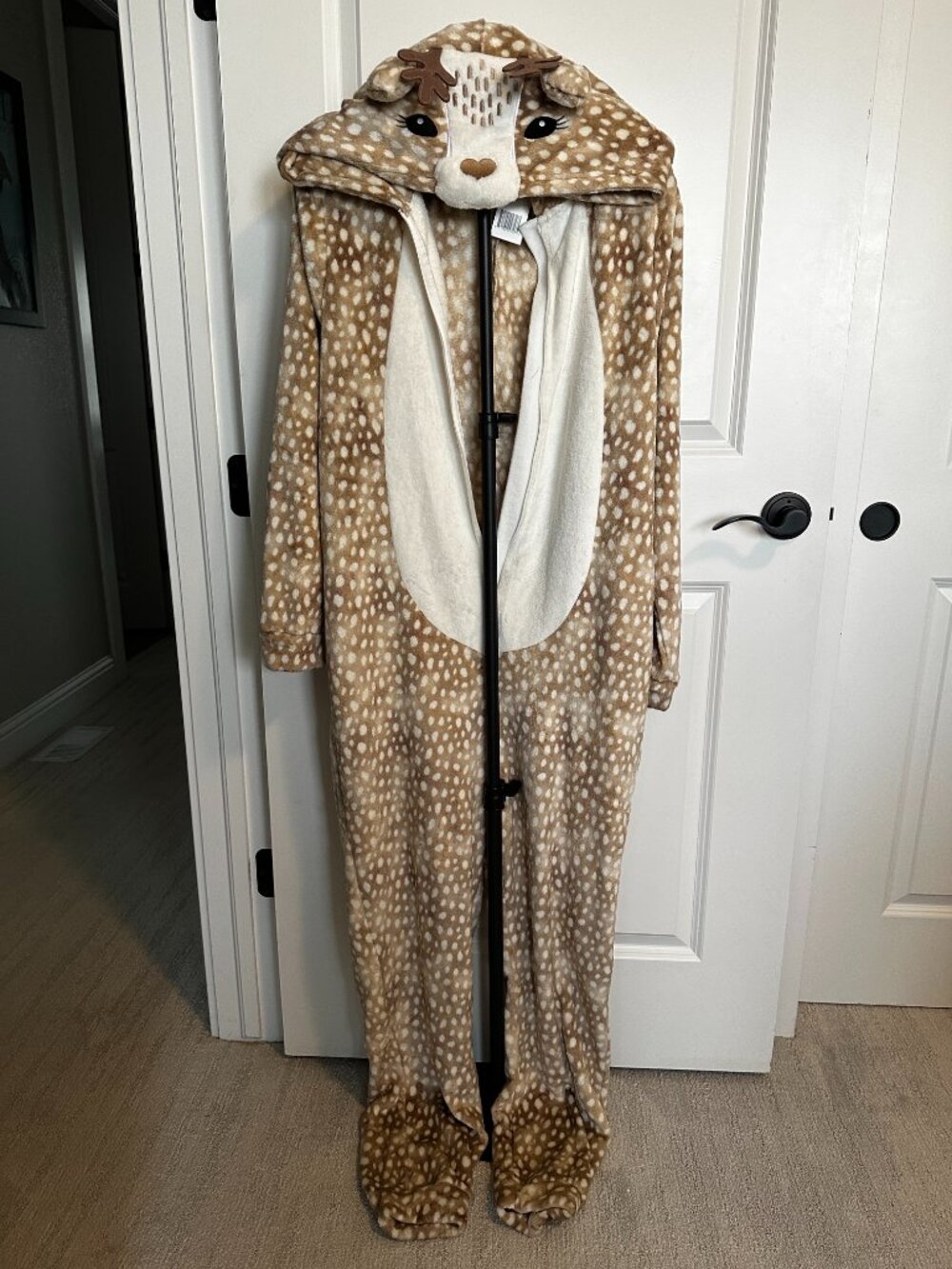 Peace Love & Dreams Deer Hooded Plush One Piece Pajama Onesie XL NWT Kohl's